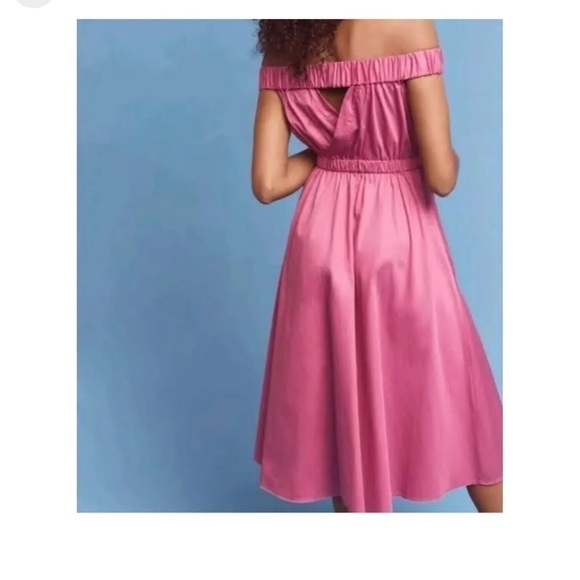 Anthropologie Maeve Mona Off the Shoulder Midi Dress Fuchsia - Picture 2 of 9